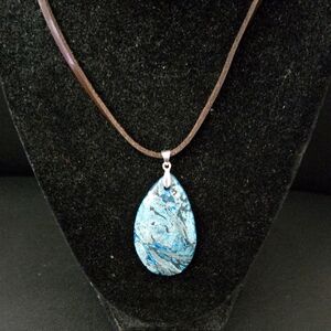 Blue Jasper Teardrop Pendant Necklace